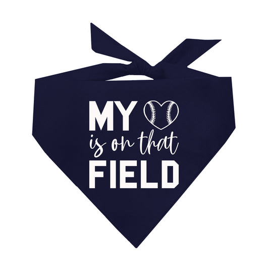 My Heart Is On The Field (Baseball) Triangle Dog Bandana