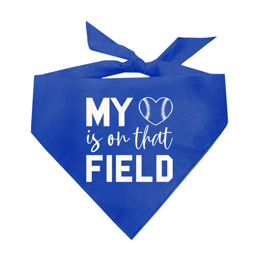 My Heart Is On The Field (Baseball) Triangle Dog Bandana