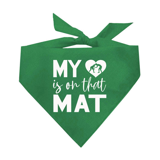 My Heart Is On The Mat (Wrestling) Triangle Dog Bandana