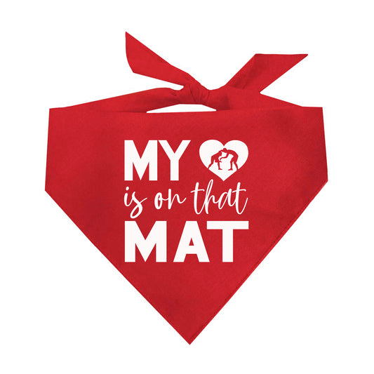 My Heart Is On The Mat (Wrestling) Triangle Dog Bandana