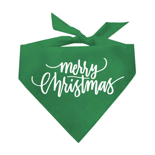Merry Christmas Script Triangle Dog Bandana