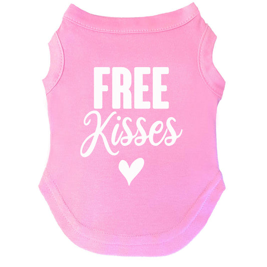 Free Kisses With Heart Valentine's Day Dog Tee