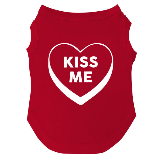 Kiss Me Candy Heart Valentine's Day Dog Tee