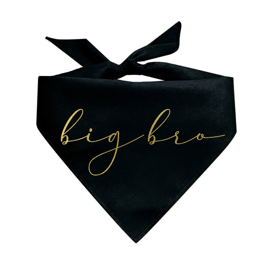 Big Bro Big Brother Elegant Triangle Dog Bandana (Gold Print)