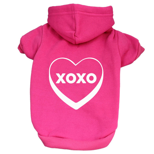 XOXO Candy Heart Valentine's Day Dog Hoodie