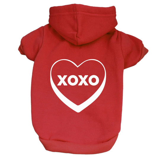 XOXO Candy Heart Valentine's Day Dog Hoodie