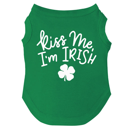 Kiss Me I’m Irish Dog Tee | Soft Cotton Blend | Made in USA | St. Patrick’s Day Pet Outfit