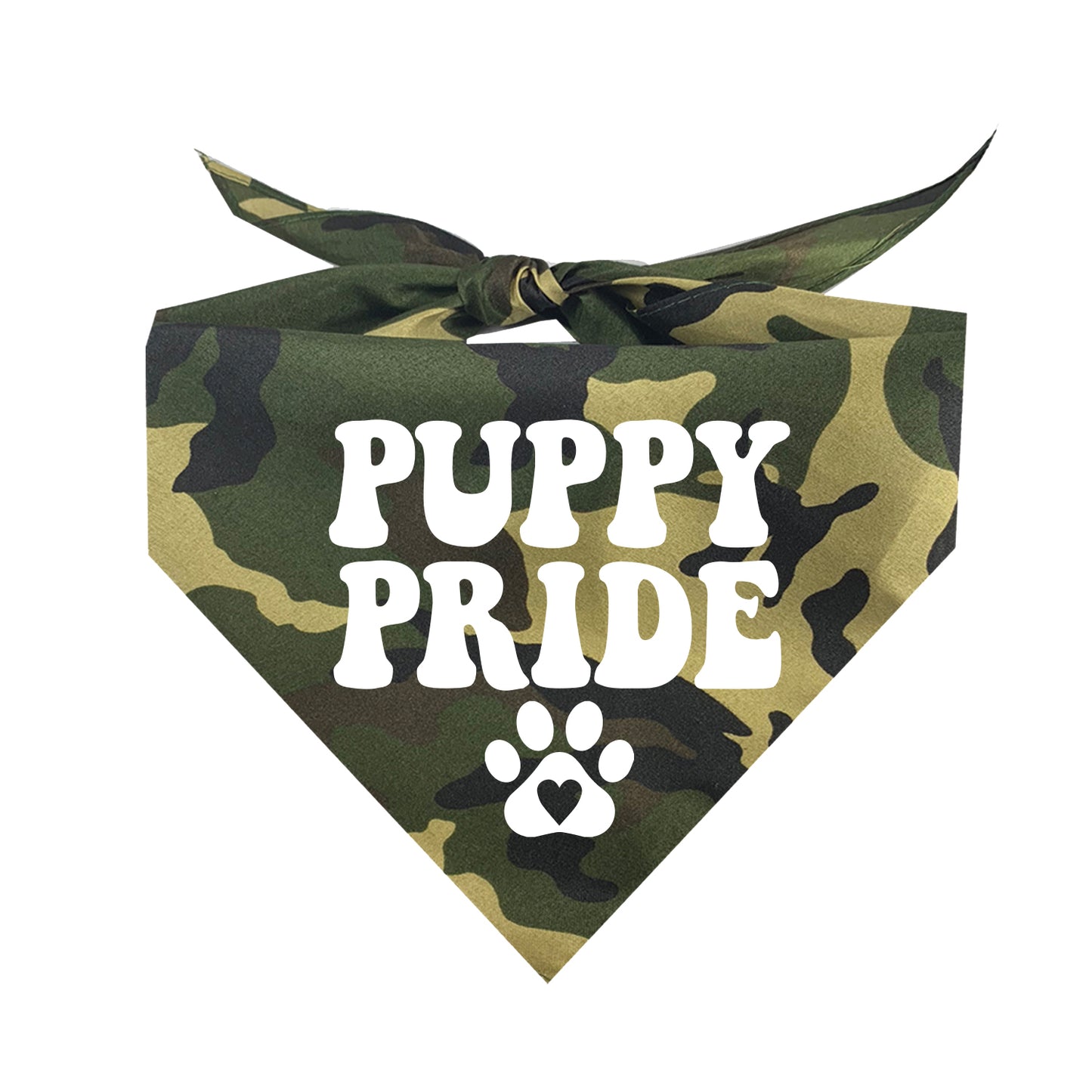 Puppy Pride With Heart Paw Triangle Dog Bandana (Assorted Colors)