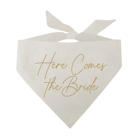 Here Comes The Bride Gold Triangle Dog Bandana