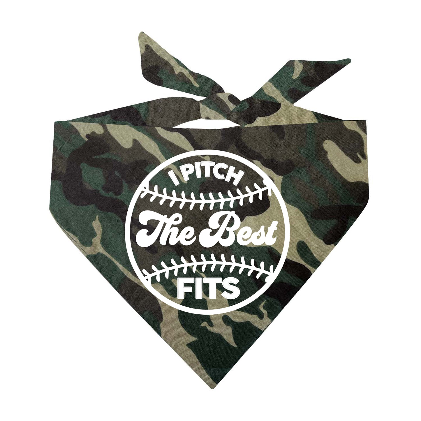 I Pitch The Best Fits Baseball Fan Triangle Dog Bandana (Assorted Colors)