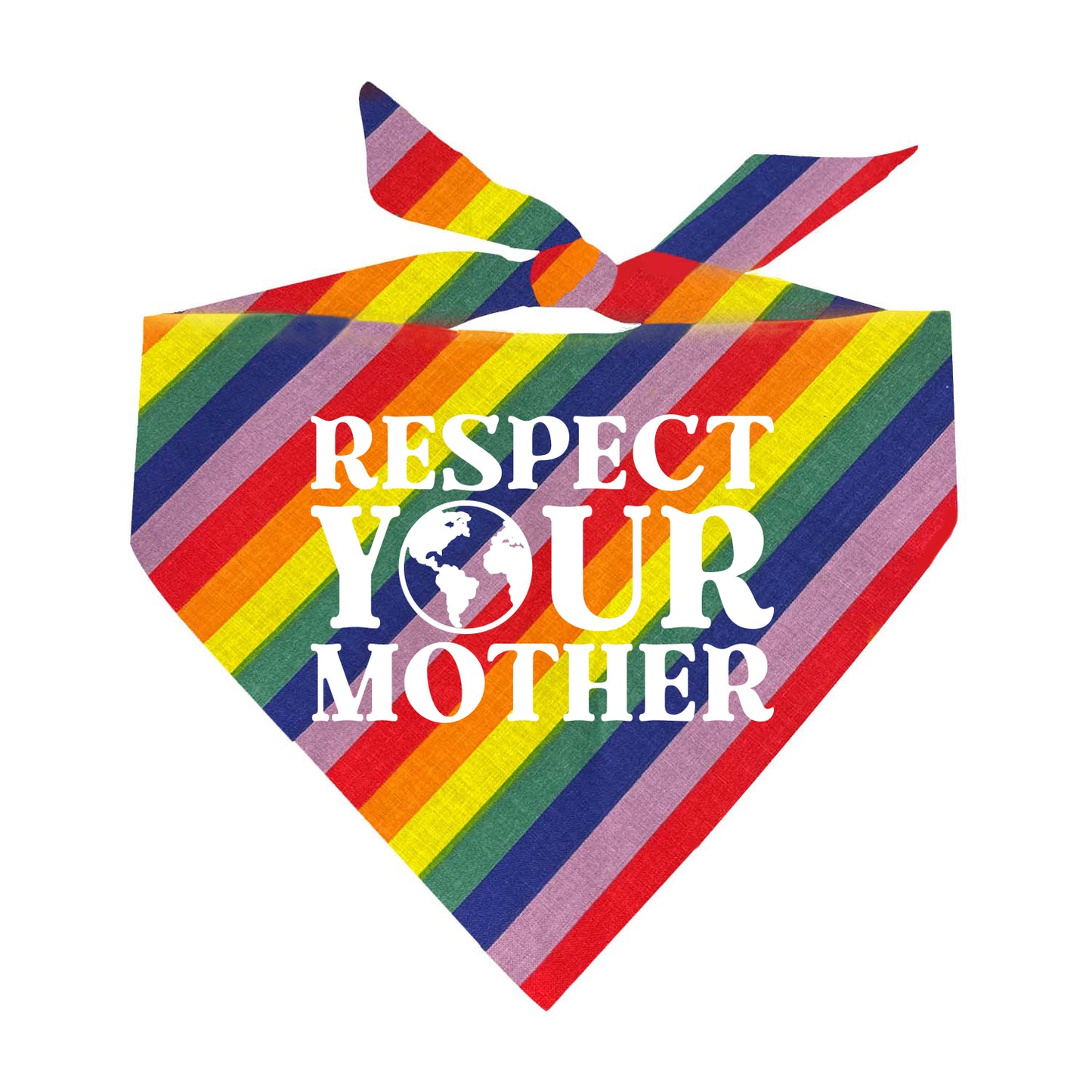 Respect Your Mother Rainbow Stripe Triangle Dog Bandana (Assorted Colors)