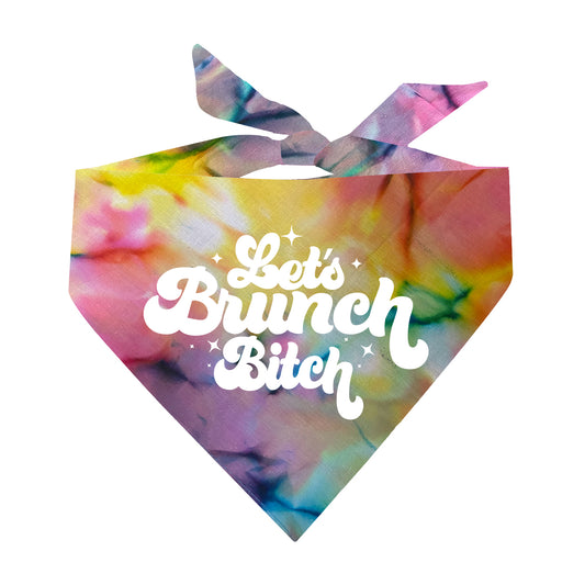 Let's Brunch Bitch Scrunch Tie Dye Triangle Dog Bandana