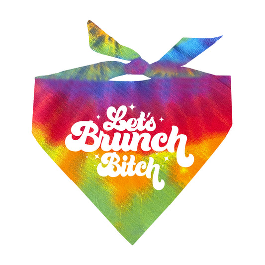 Let's Brunch Bitch Scrunch Tie Dye Triangle Dog Bandana