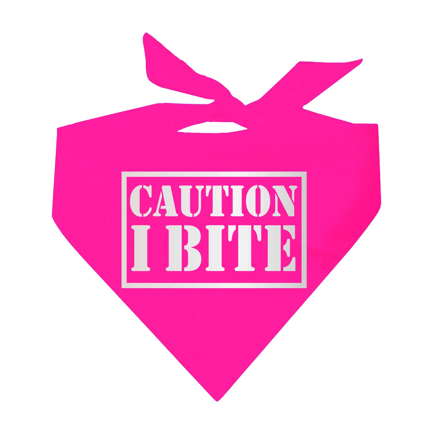 Caution I Bite Reflective Neon Triangle Dog Bandana
