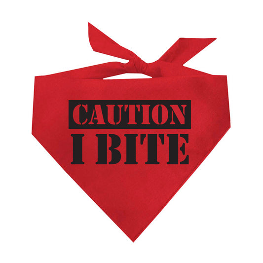Caution I Bite Triangle Dog Bandana