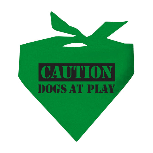 Caution Dogs At Play Triangle Dog Bandana (Assorted Colors)
