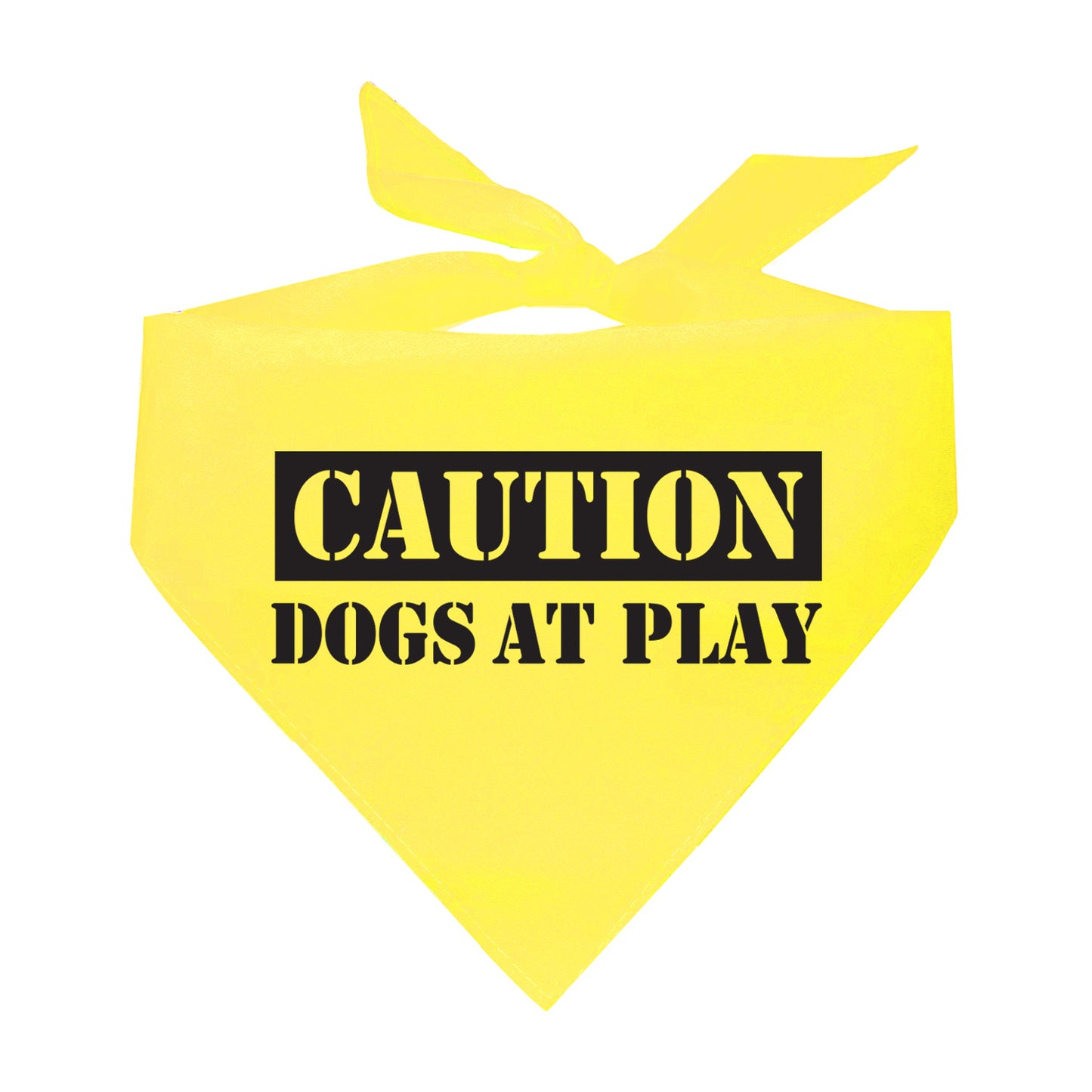 Caution Dogs At Play Triangle Dog Bandana (Assorted Colors)