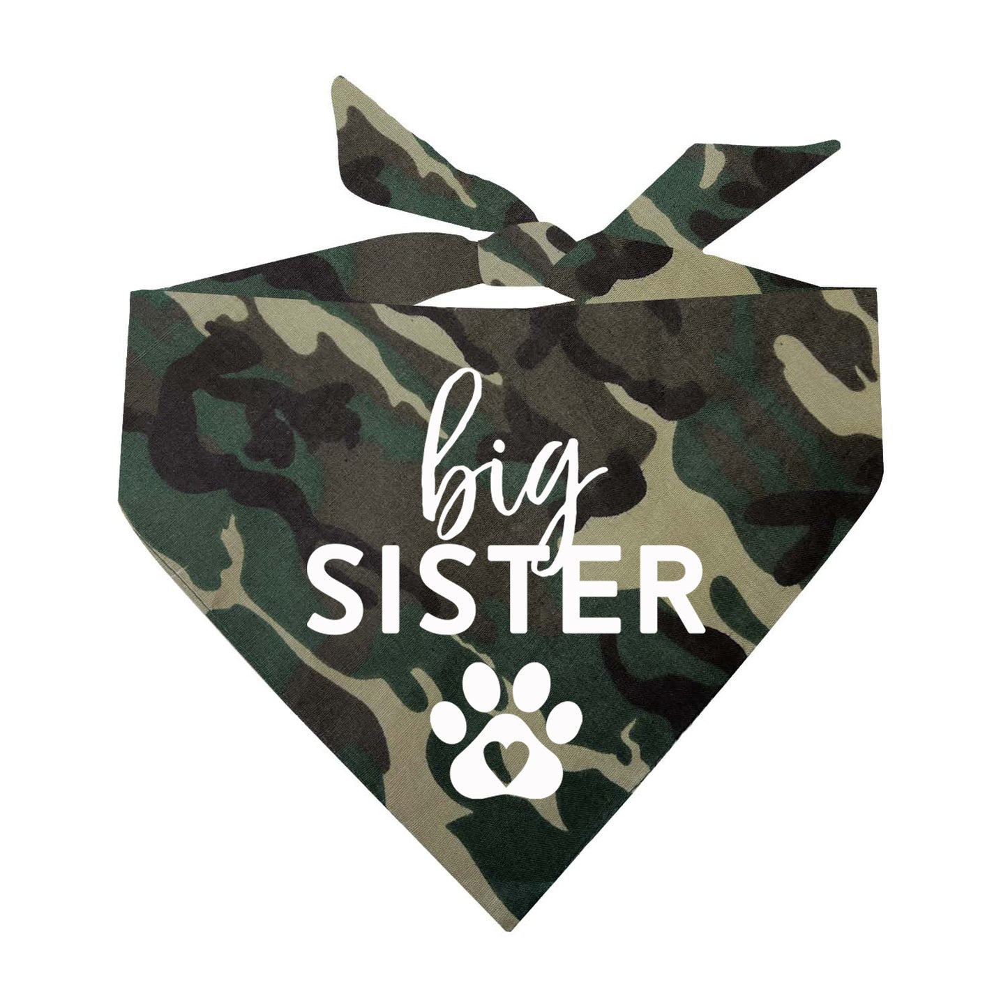 Big Sister Heart Paw Triangle Dog Bandana