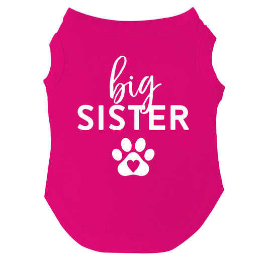 Big Sister Dog Tee (Heart Paw) | Soft Cotton Blend | Made in USA | Pregnancy & Baby Announcement Pet Outfit