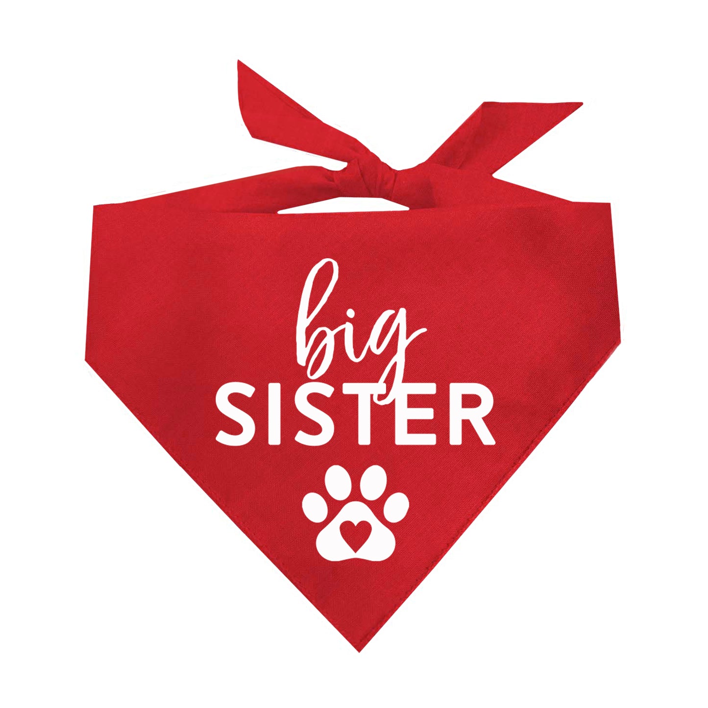 Big Sister Heart Paw Triangle Dog Bandana