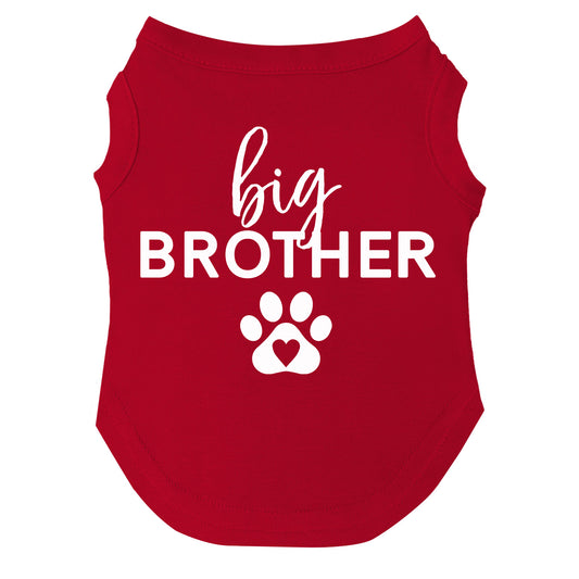 Big Brother Dog Tee (Heart Paw) | Soft Cotton Blend | Made in USA | Pregnancy & Baby Announcement Pet Outfit