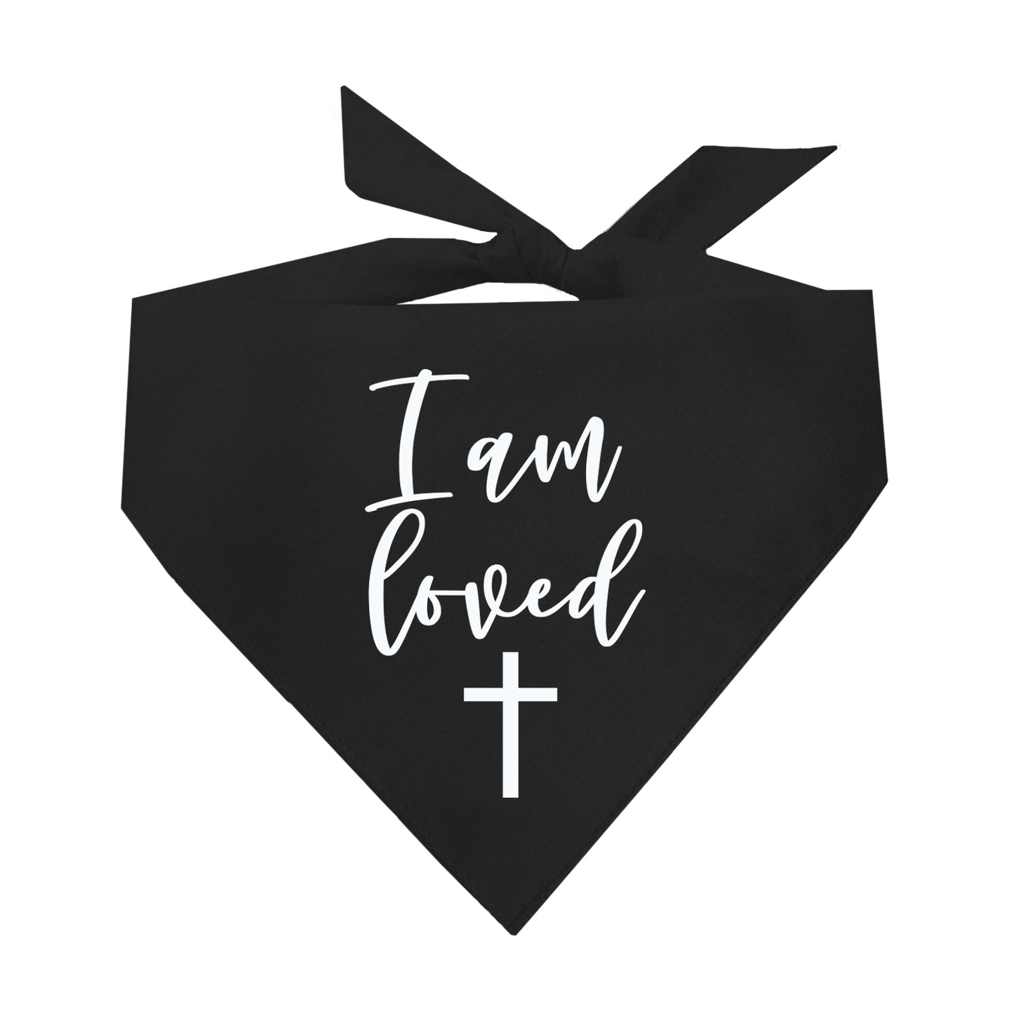 I Am Loved With Cross Triangle Dog Bandana (Assorted Colors Available)