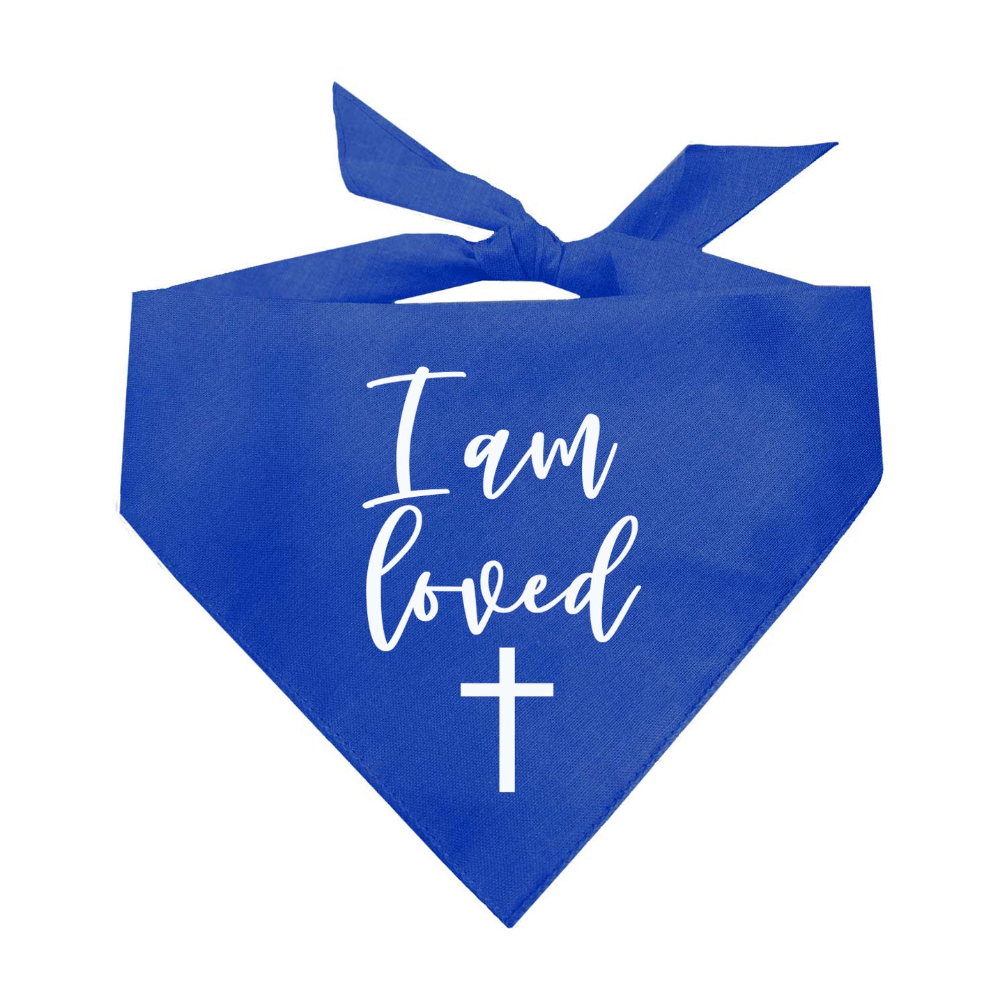 I Am Loved With Cross Triangle Dog Bandana (Assorted Colors Available)