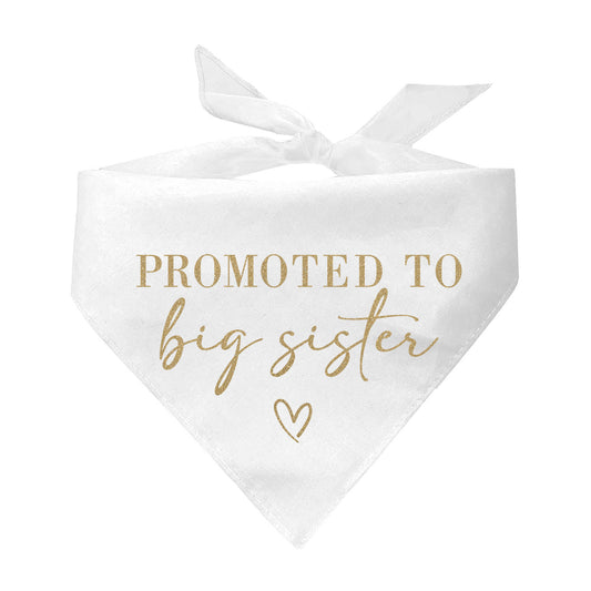 Promoted to Big Sister Elegant Triangle Dog Bandana (Gold Print)