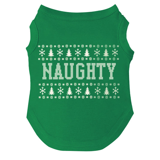 Naughty Ugly Christmas Sweater Dog Tee