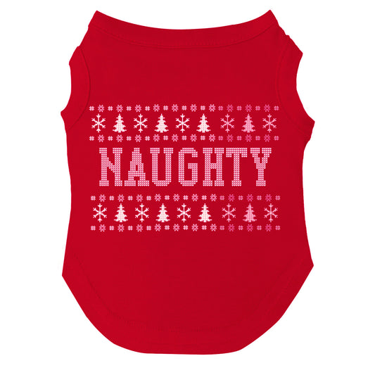 Naughty Ugly Christmas Sweater Dog Tee