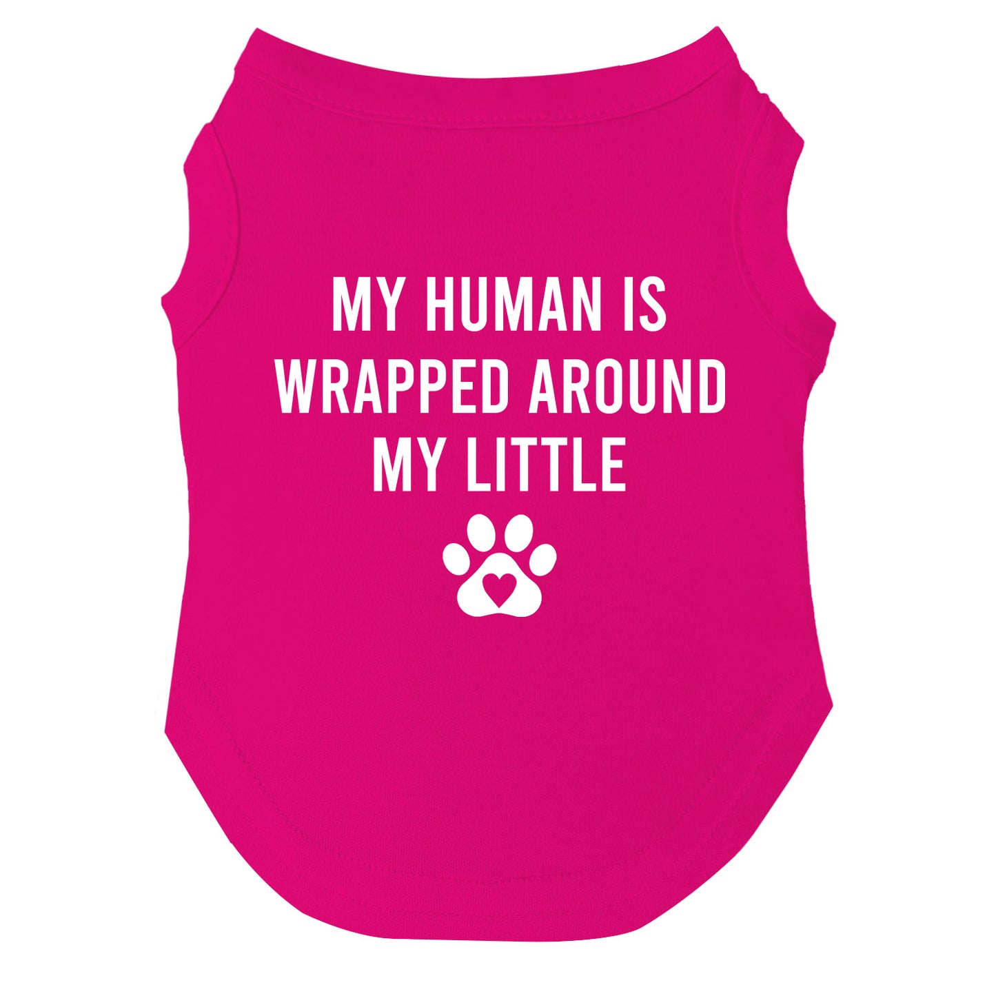My Human Is Wrapped Around My Little Paw Dog Tee | Soft Cotton Blend | Made in USA | Funny Pet Outfit | Cute Pup Apparel