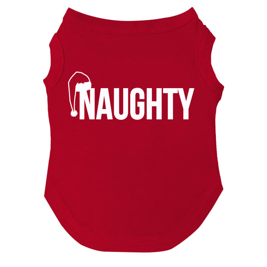 Naughty Dog Tee | Soft Cotton Blend | Made in USA | Christmas Pet Outfit | Festive Pup Apparel