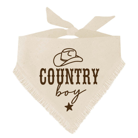 Country Boy Dog Bandana With Fringe