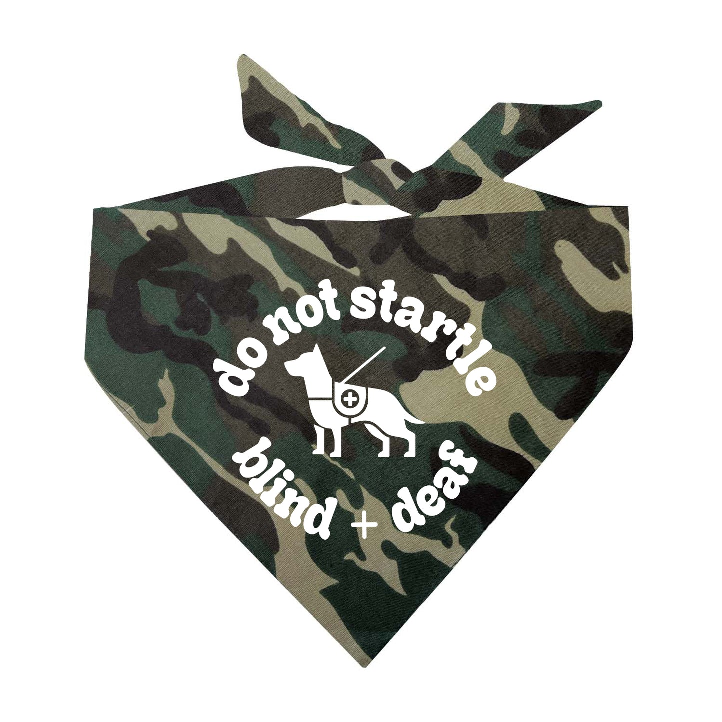 Do Not Startle Blind + Deaf Dog Bandana | 100% Natural Cotton Triangle | Made in USA | Special Needs Dog Safety Accessory