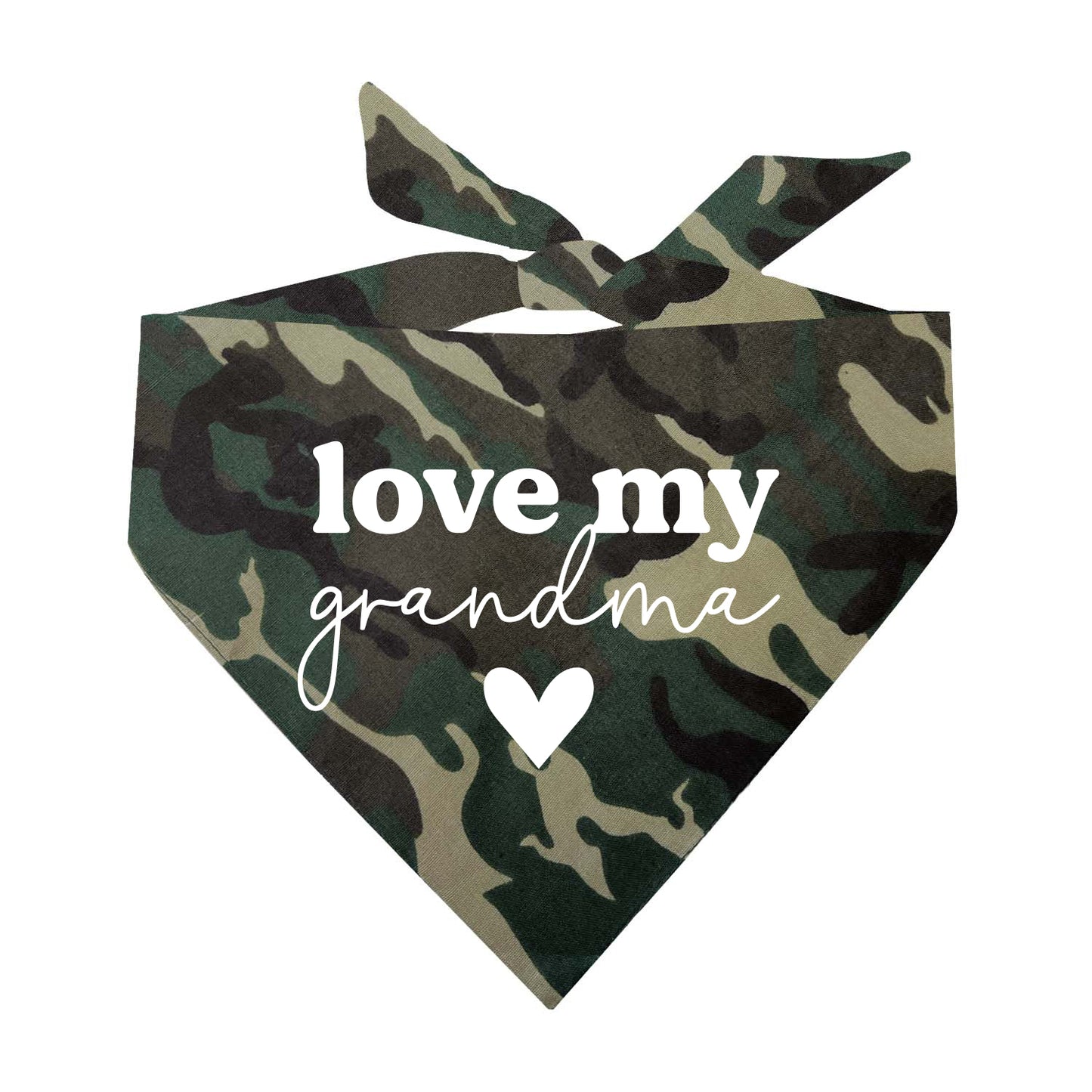 Love My Grandma Dog Bandana | 100% Natural Cotton Triangle | Made in USA | Grandparent Gift for Dog Lovers