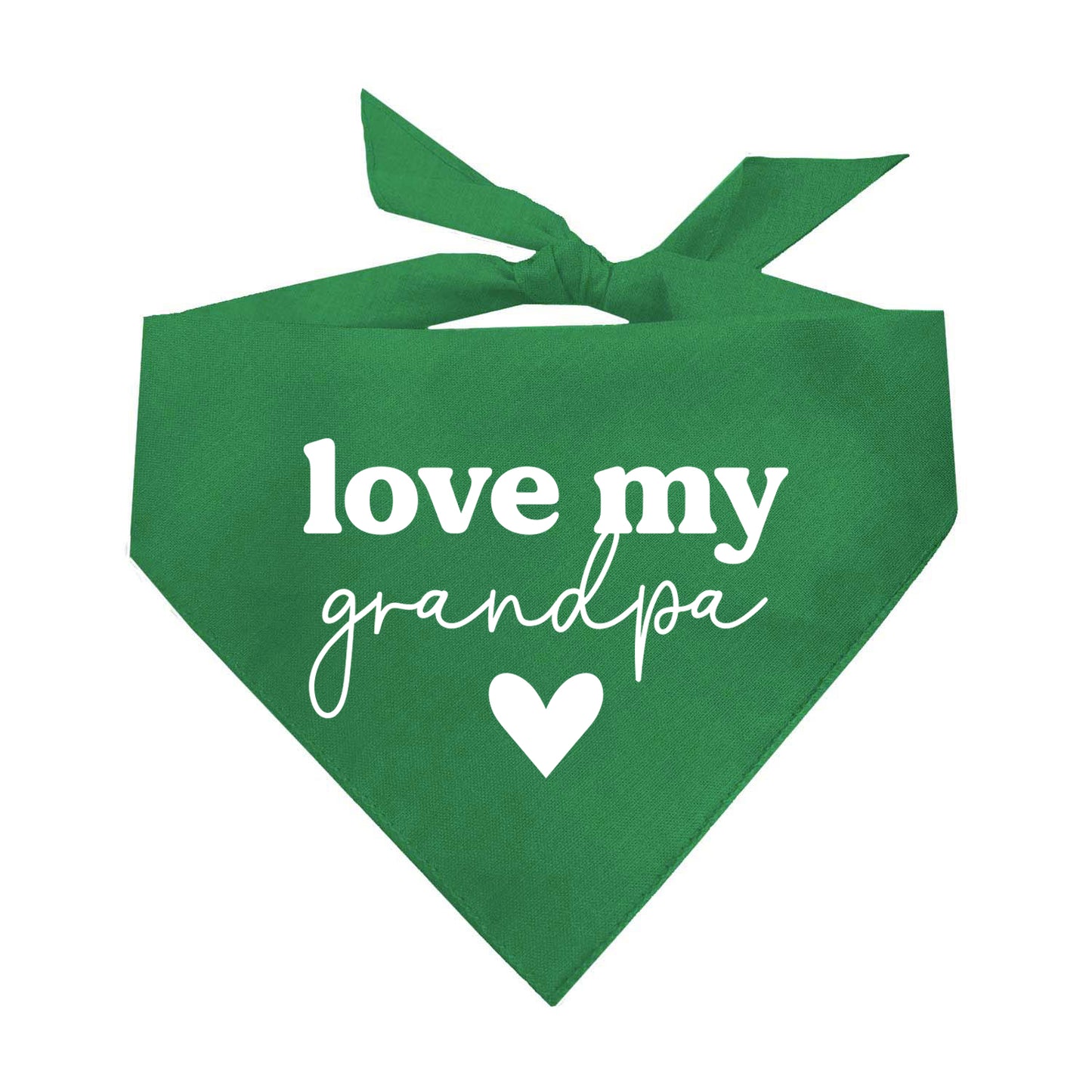 Love My Grandpa Dog Bandana | 100% Natural Cotton Triangle | Made in USA | Grandparent Gift for Dog Lovers