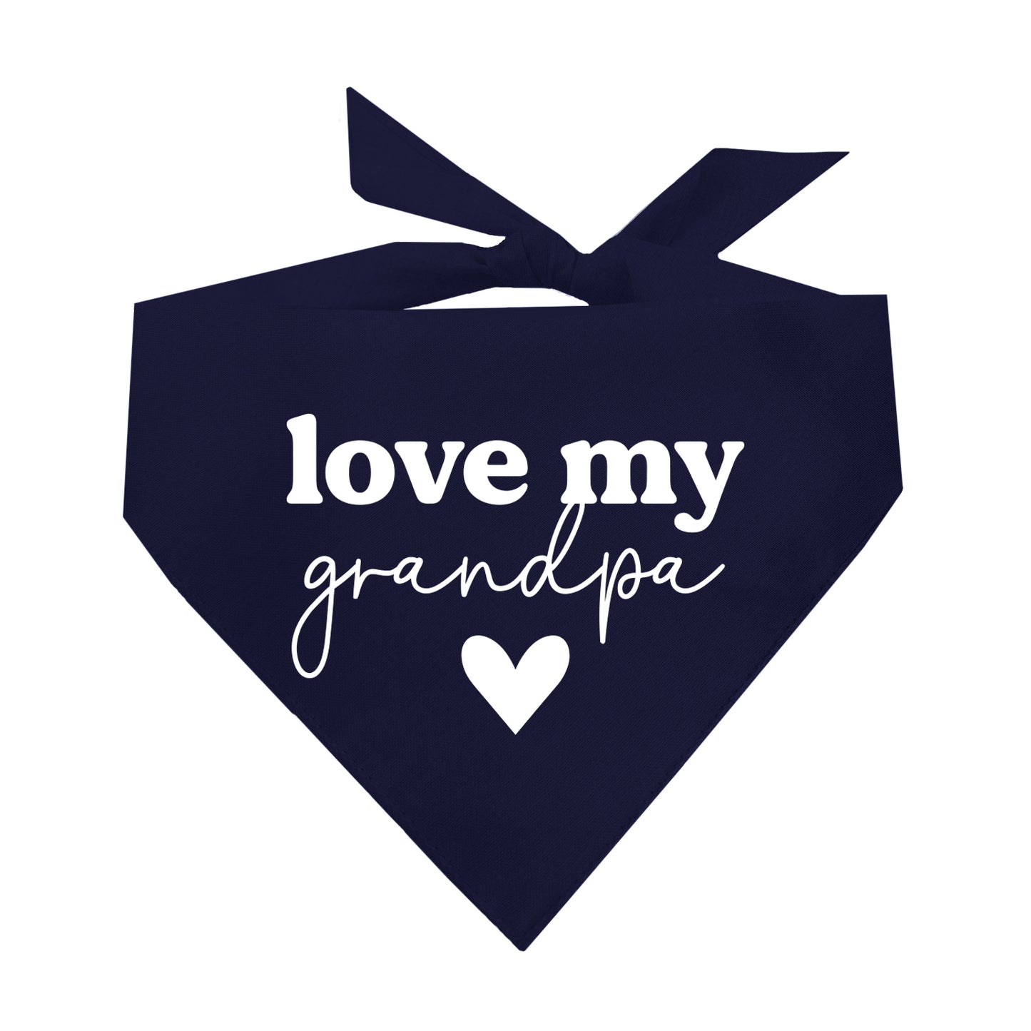 Love My Grandpa Dog Bandana | 100% Natural Cotton Triangle | Made in USA | Grandparent Gift for Dog Lovers