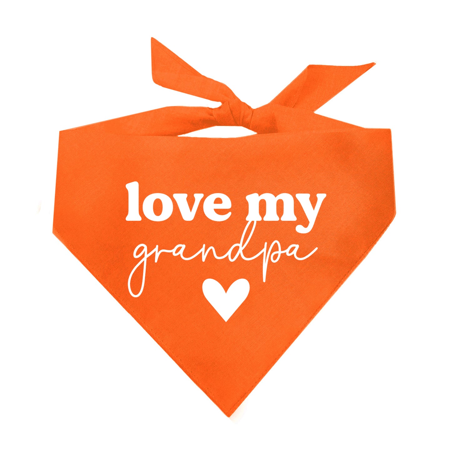 Love My Grandpa Dog Bandana | 100% Natural Cotton Triangle | Made in USA | Grandparent Gift for Dog Lovers