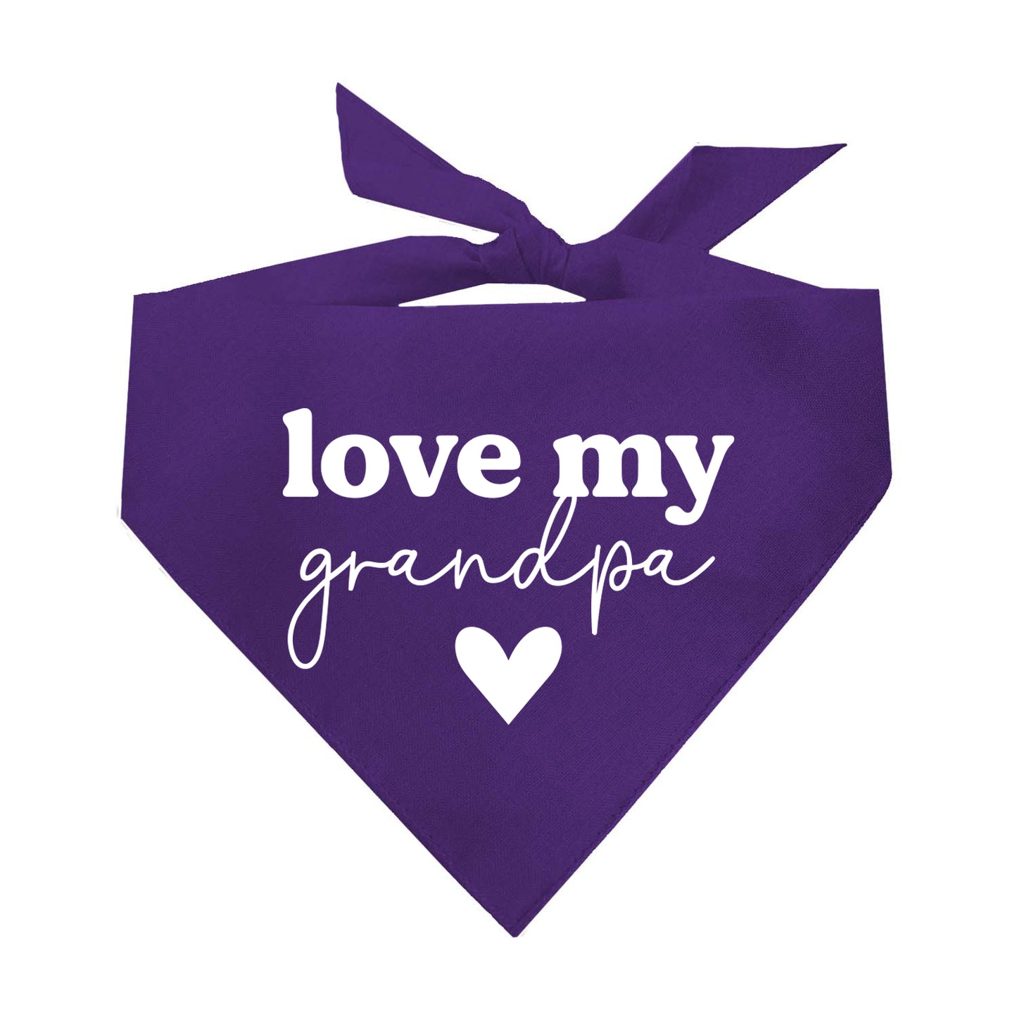 Love My Grandpa Dog Bandana | 100% Natural Cotton Triangle | Made in USA | Grandparent Gift for Dog Lovers