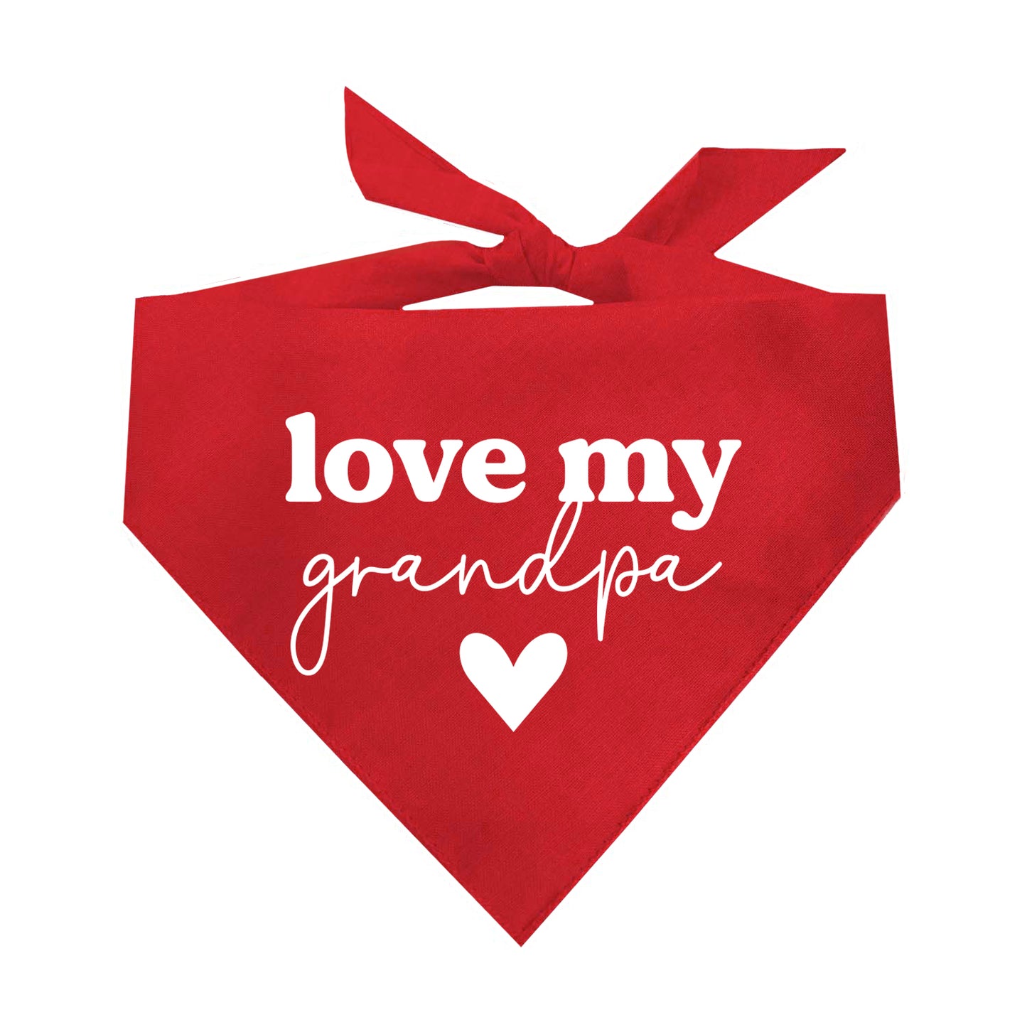 Love My Grandpa Dog Bandana | 100% Natural Cotton Triangle | Made in USA | Grandparent Gift for Dog Lovers
