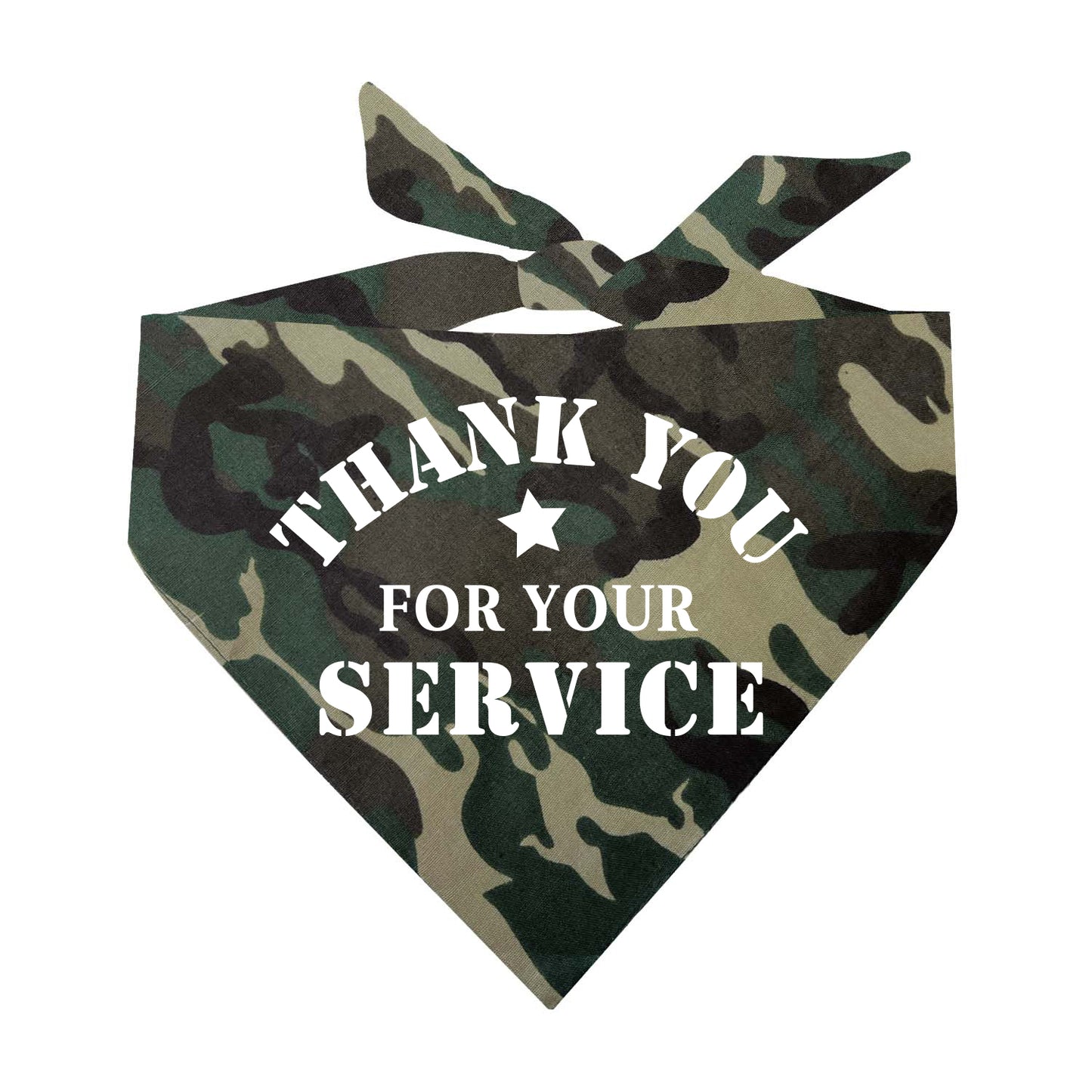 Thank You For Your Service Dog Bandana | 100% Natural Cotton Triangle | Made in USA | Military Appreciation Pet Accessory