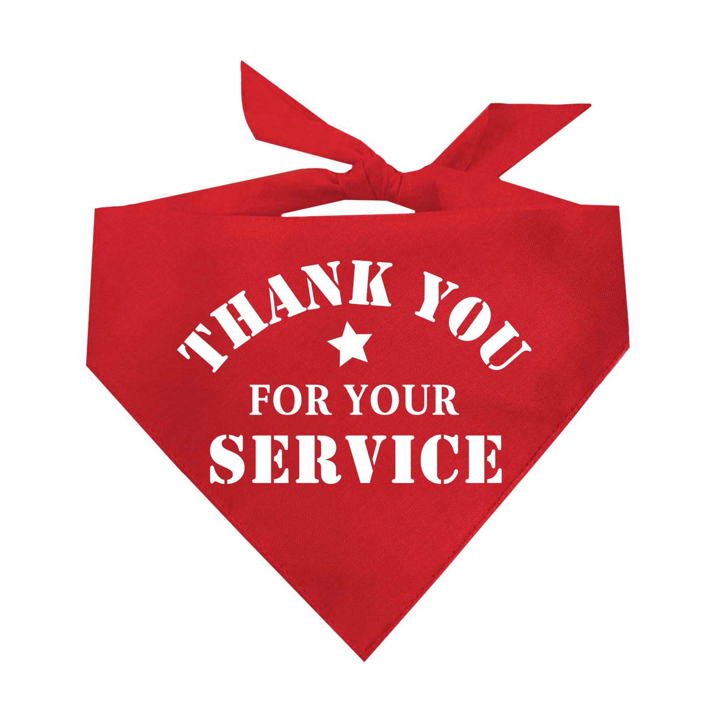 Thank You For Your Service Dog Bandana | 100% Natural Cotton Triangle | Made in USA | Military Appreciation Pet Accessory