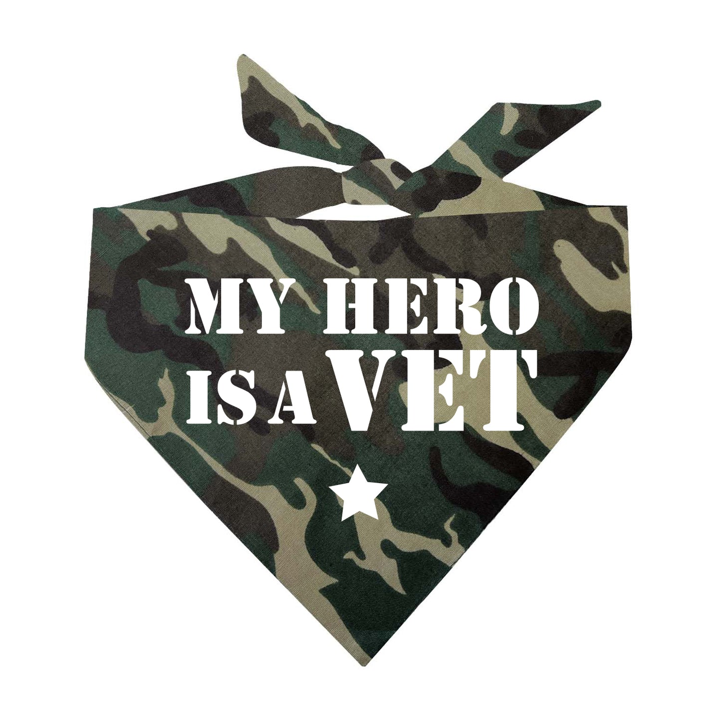 My Hero is a Vet Dog Bandana | 100% Natural Cotton Triangle | Made in USA | Military Family Pet Outfit | Veterans Day Dog Accessory