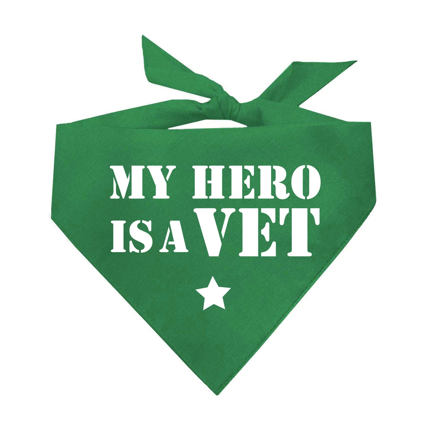 My Hero is a Vet Dog Bandana | 100% Natural Cotton Triangle | Made in USA | Military Family Pet Outfit | Veterans Day Dog Accessory