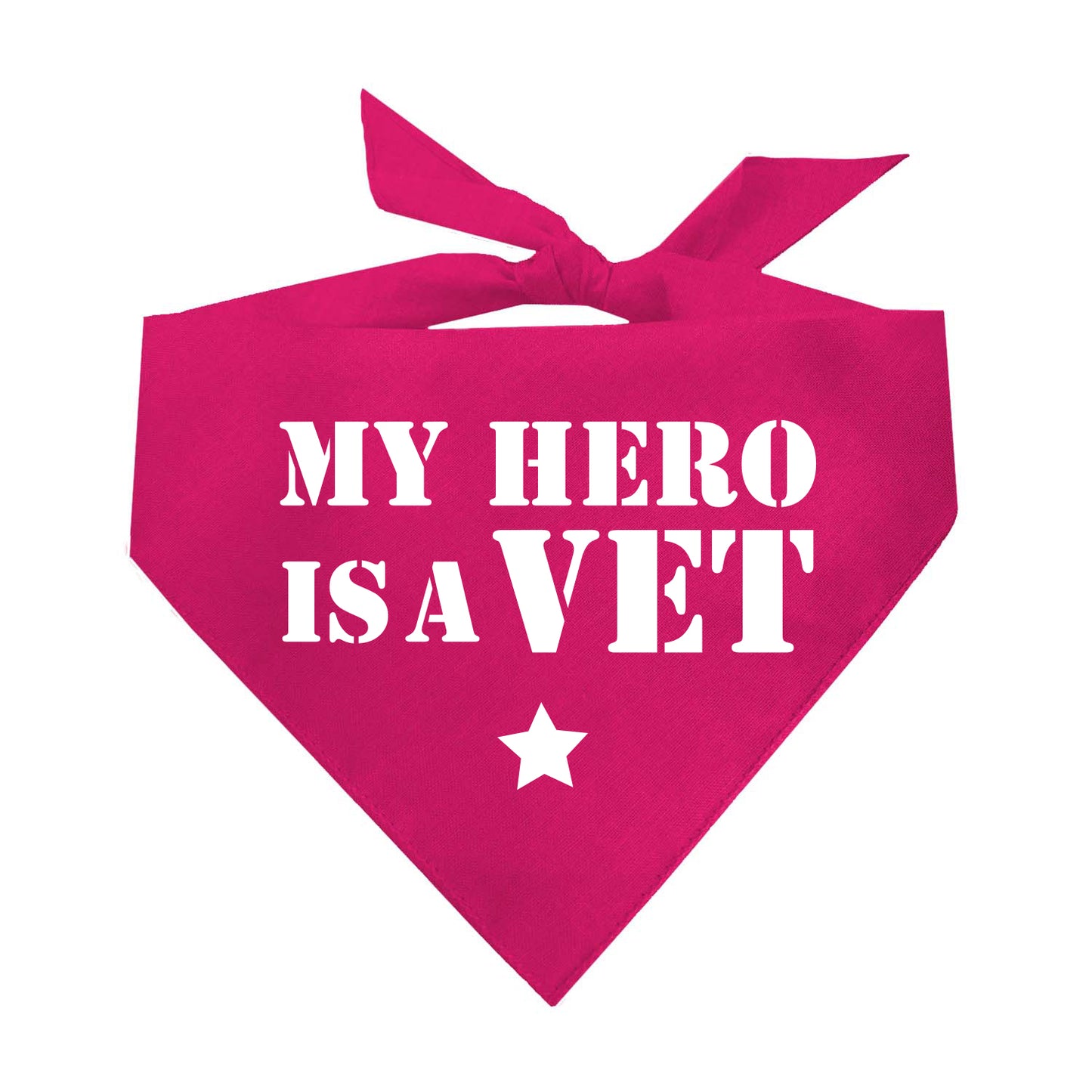 My Hero is a Vet Dog Bandana | 100% Natural Cotton Triangle | Made in USA | Military Family Pet Outfit | Veterans Day Dog Accessory
