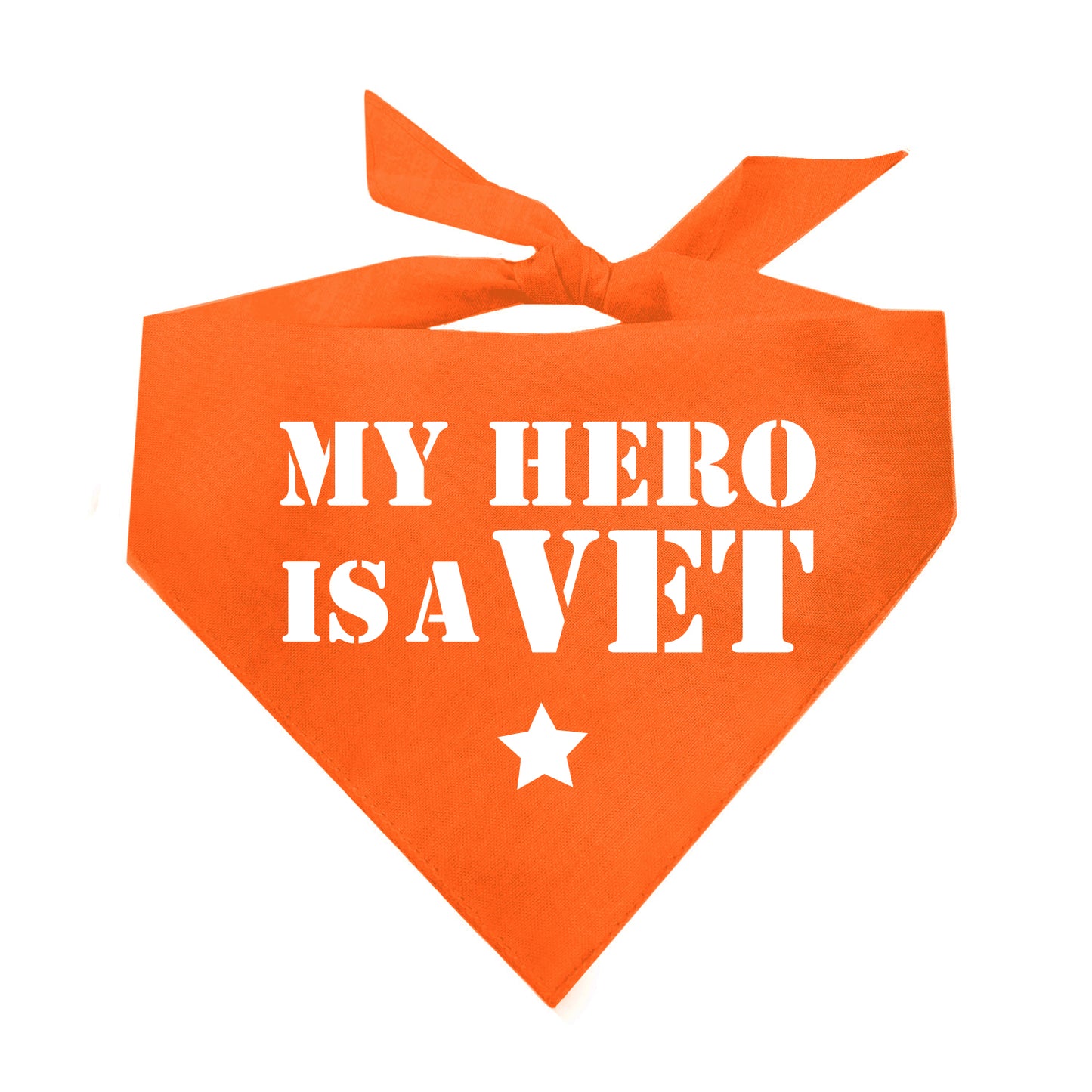 My Hero is a Vet Dog Bandana | 100% Natural Cotton Triangle | Made in USA | Military Family Pet Outfit | Veterans Day Dog Accessory