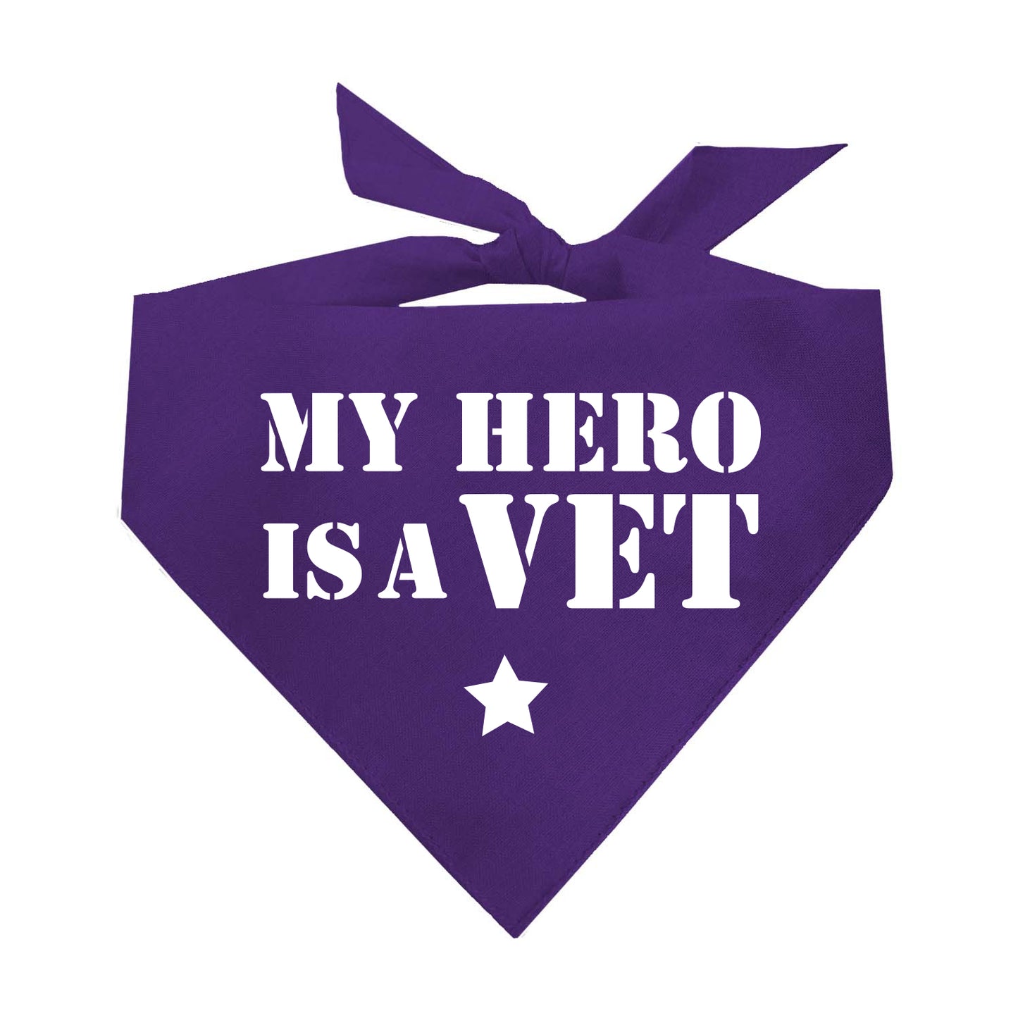 My Hero is a Vet Dog Bandana | 100% Natural Cotton Triangle | Made in USA | Military Family Pet Outfit | Veterans Day Dog Accessory