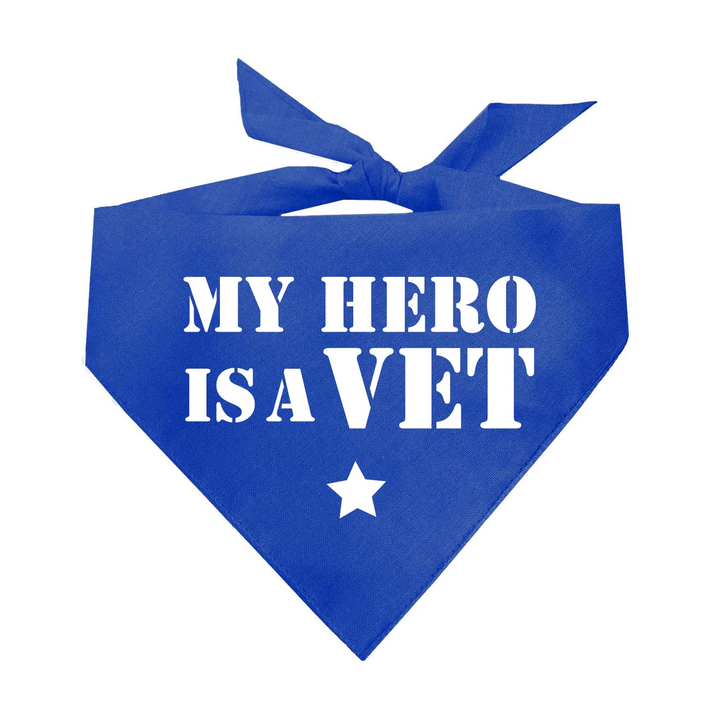 My Hero is a Vet Dog Bandana | 100% Natural Cotton Triangle | Made in USA | Military Family Pet Outfit | Veterans Day Dog Accessory