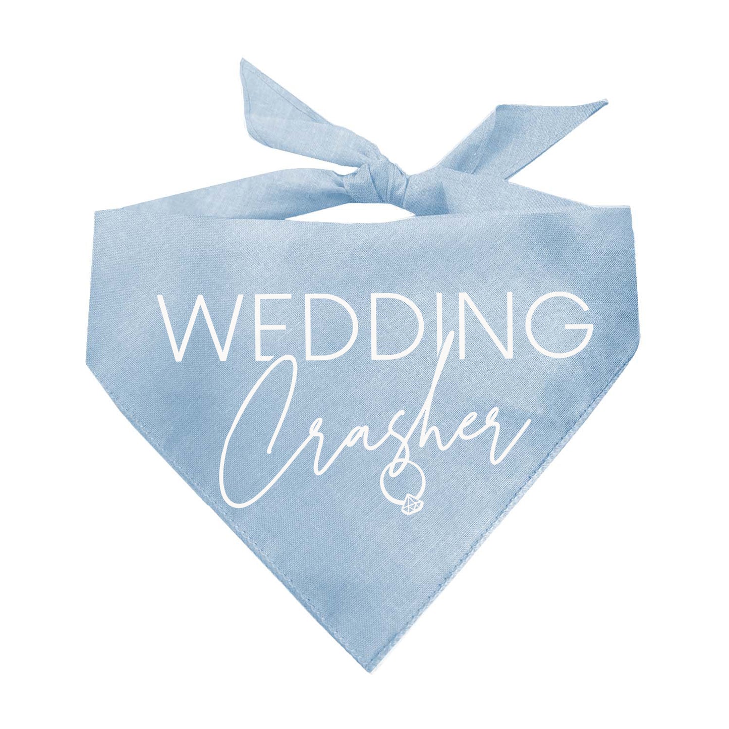 Wedding Crasher Dog Bandana (White Print) | 100% Natural Cotton Triangle | Made in USA | Funny Wedding Pet Accessory