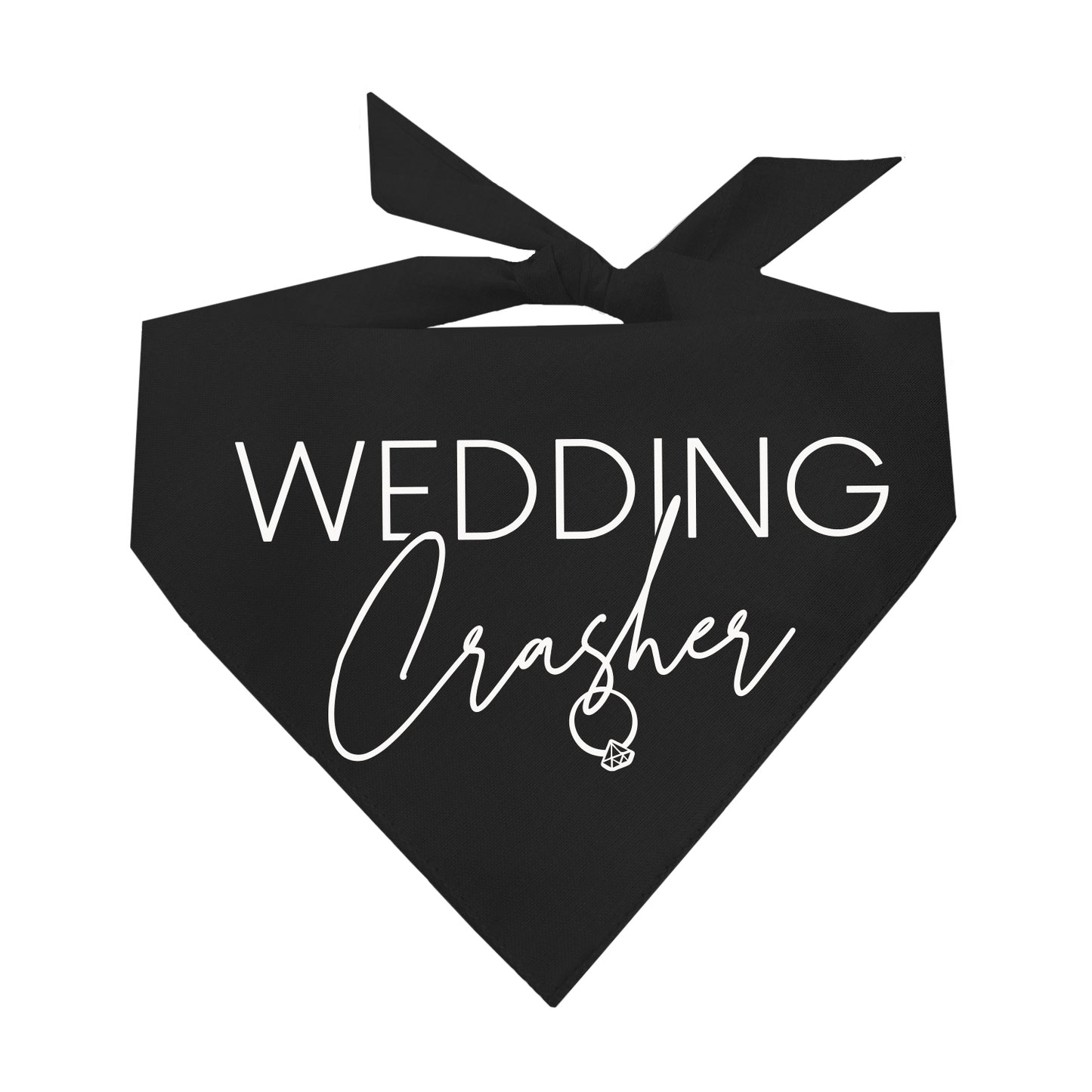 Wedding Crasher Dog Bandana (White Print) | 100% Natural Cotton Triangle | Made in USA | Funny Wedding Pet Accessory